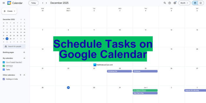 schedule tasks on Google Calendar