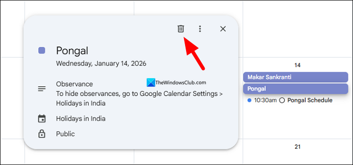 Delete task on Google Calendar