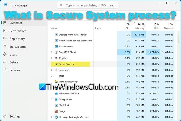 Understanding Secure System in Windows 11 Task Manager